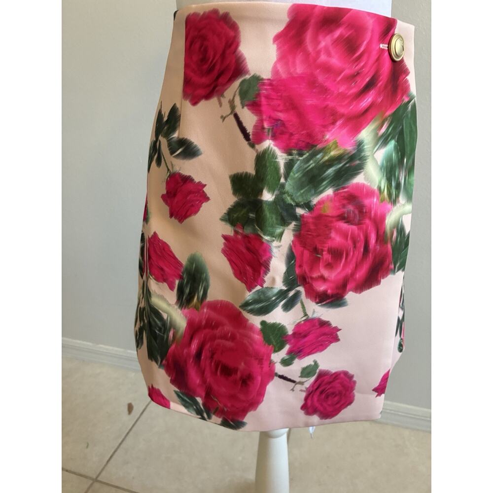 NEW GUESS Mini Skirt M Pink Roses Ballet Soft Girl Romantic Regency Barbie Chic - Picture 14 of 16